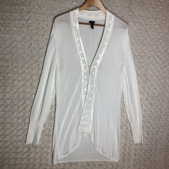 SOMA Intimates Open White cardigan With Sequence Trim‎ Size XL - Picture 1 of 6